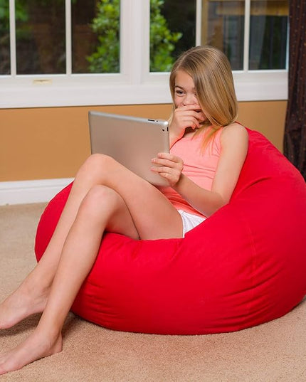 Posh Creations Bean Bag Chair for Kids, Teens, and Adults Includes Removable and Machine Washable Cover, Solid Red, 38in - Large - LeafyLoom