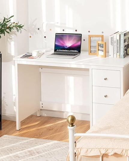3-Drawer Computer Desk, White - LeafyLoom