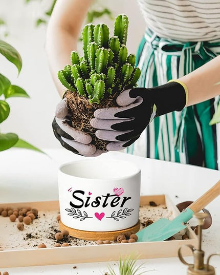 Mothers Day Sisters Gifts for Sister, Gifts for Sister from Brother Sister Birthday Gifts, Soul Sister Gifts for Women Sister in Law Gifts, Best Sister Ever Succulent Pots - LeafyLoom
