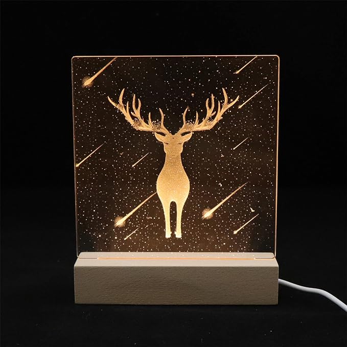 2Pack 6 inch Wood Rectangle Display Pedestal,Wooden Rectangle Led Lights Display Base for Acrylic and Plexiglass,Wood Night LED Light Lamp Base - LeafyLoom