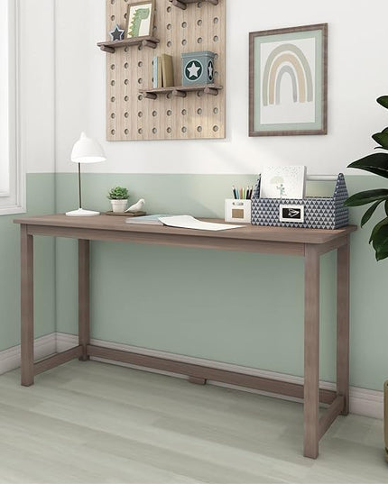 Max & Lily Solid Wood Desk, 55 Inches, Clay - LeafyLoom