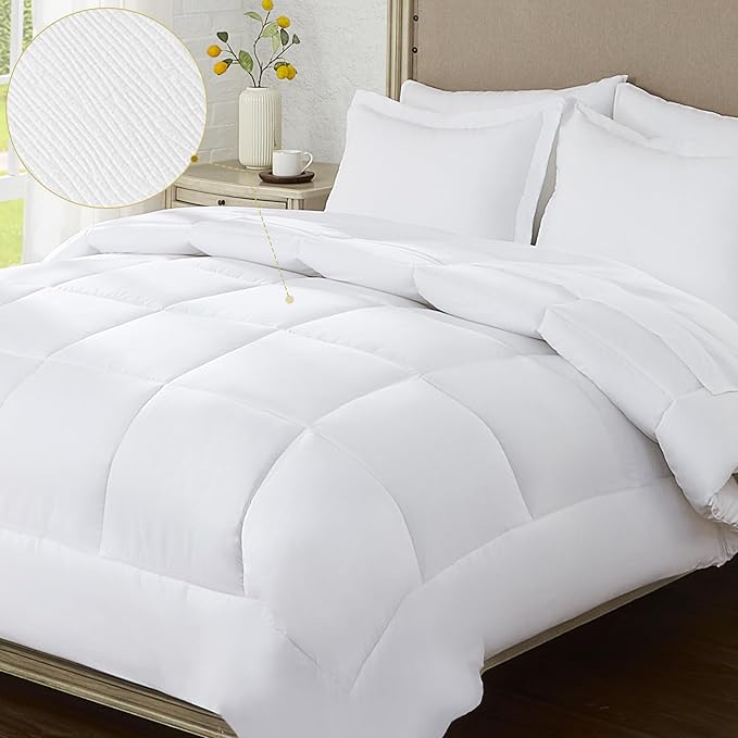 Twin XL Bed in a Bag 5 Pieces Comforter Set Twin XL, Wood Grain Texture Bedding Comforter Set White Bed Set with Comforter, Pillowcase, Flat Sheet, Fitted Sheet and Pillow Sham - LeafyLoom