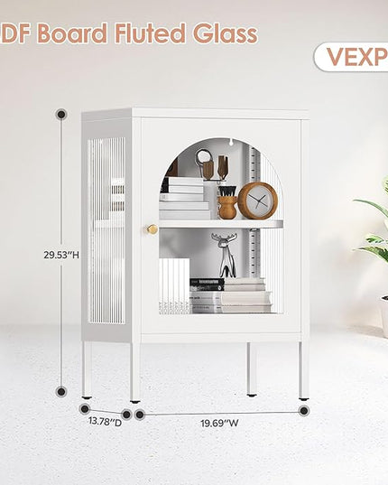 Buffet Storage Cabinet, Metal Sideboard Cabinet with Glass Doors, Coffee Bar Cabinet with an Adjustable Shelf, Suitable for Kitchens, Living Room and Coffee Shops, Assembly Required - LeafyLoom