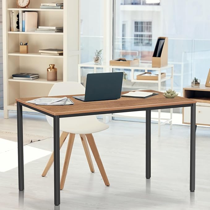 Large Table 24x48 inches Writing Computer Desk Modern Simple Study Desk Industrial Style Laptop Table for Home Office Brown Notebook Desk - LeafyLoom