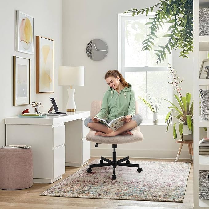 LEAGOO Home Office Desk Chairs Vanity Chair Modern Computer Desk Chair Fabric Desk Chair for Home Office, Bedroom(Mixed color) - LeafyLoom
