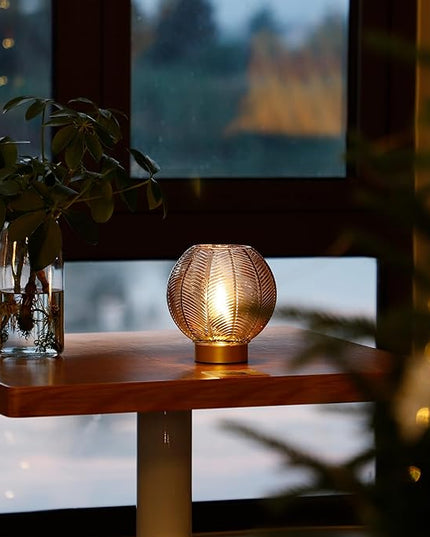 Battery Operated Lamp with Timer, Cordless Table Lamps with Led Bulb, Battery Powered Lamp Nightlight, Small Table Lamps for Living Room Decorative Beside Lamp for Corner Bedroom-Amber - LeafyLoom