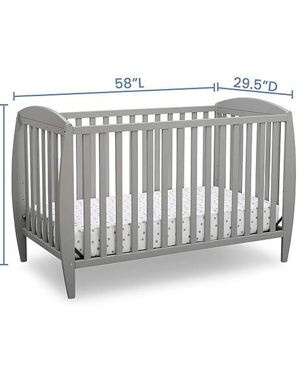 Delta Children Taylor 4-in-1 Convertible Baby Crib, Easy to Assemble, Sustainable New Zealand Wood, Grey - LeafyLoom