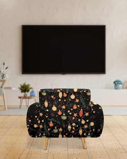 FKELYI Christmas Lights Sofa Furniture Protector with Elastic Bottom Easy Going Stretch Sofa Slipcover for Indoor Non-Slip Sofa Couch Cover S FKELYI