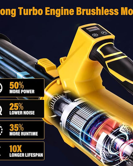 Cordless Leaf Blower - 540CFM Brushless Electric Leaf Blower Cordless with 2 * 6.0Ah Batteries and Charger -6 Speed Mode -20V Battery Powered Leaf Blowers for Lawn Care, Patio, Blowing Leaves - LeafyLoom