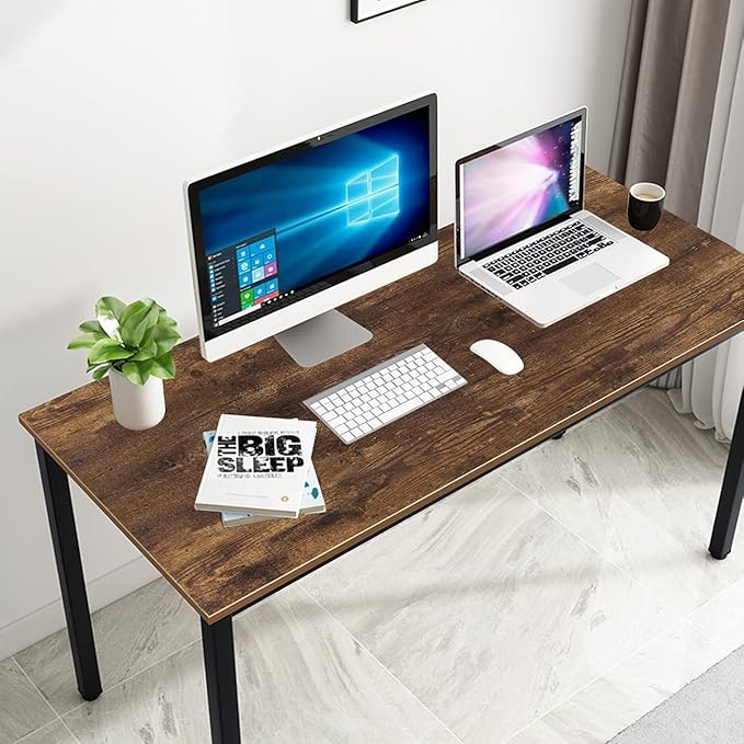 SogesGame Computer Desk,55.1 inch Desk& Workstations for Home Office, Writing Study Corner Desk,Modern Simple Style Laptop Table,Easy to Assemble, Retro - LeafyLoom