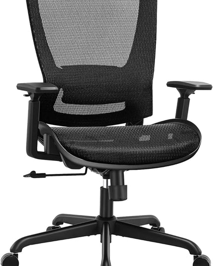 Mesh Office Chair,Ergonomic Computer Desk Chair,Sturdy Task Chair- Adjustable Lumbar Support & Armrests,Tilt Function,Comfort Wide Seat,Swivel Home Office Chair (Black) - LeafyLoom
