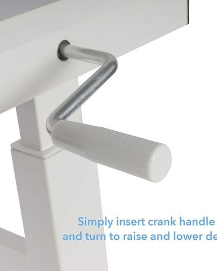 NicBex Office Desks Sit Stand Desk with Casters Height Adjustable Home Office Desks with Side Crank (Switchable Either Side, Left or Right Side Crank) for Living Room, Home Office, Study Room, White - LeafyLoom