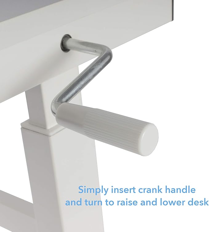 NicBex Office Desks Sit Stand Desk with Casters Height Adjustable Home Office Desks with Side Crank (Switchable Either Side, Left or Right Side Crank) for Living Room, Home Office, Study Room, White - LeafyLoom