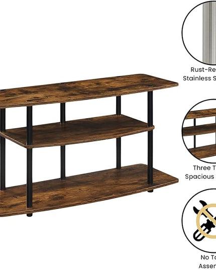 Convenience Concepts Designs2Go 3-Tier Wide TV Stand, 42", Barnwood/Black - LeafyLoom