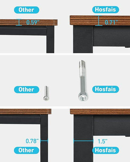 Computer Desk 40" with Power Strip, Office Writing Study, Small Computer Desks Easy Assembly Stable Metal Frame, Desk for Home Office Small Space Workbench Workstation, Rustic Brown - LeafyLoom