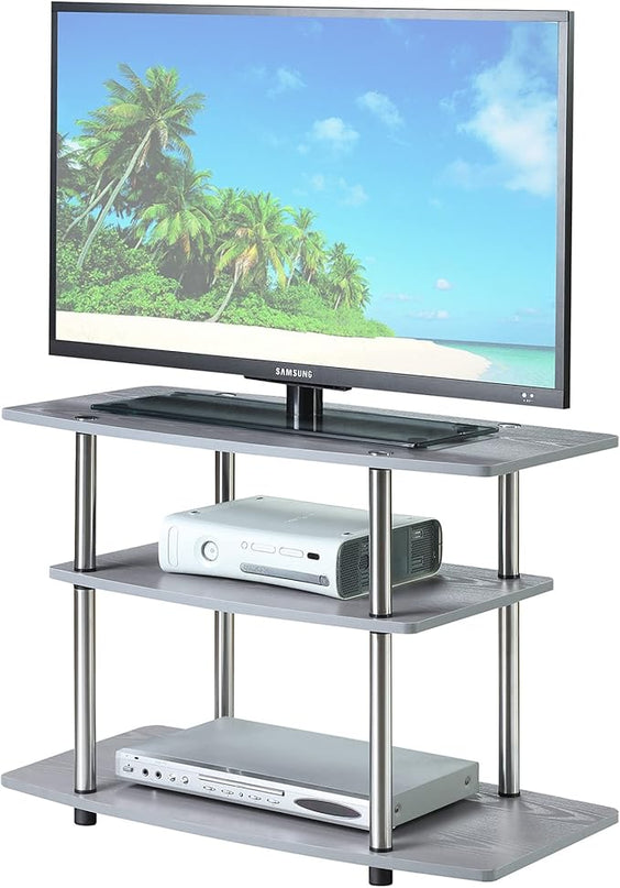 Convenience Concepts Designs2Go 3-Tier TV Stand, 31.5", Gray - LeafyLoom