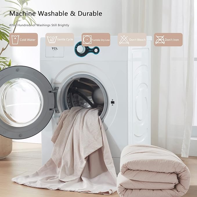 UNILIBRA Bed in a Bag King Size 7 Pieces - Taupe King Comforter Set Soft for All Seasons - Cationic Dyeing Bedding Comforter Sets with Comforter, Flat Sheet, Fitted Sheet, Pillowcases & Shams - LeafyLoom