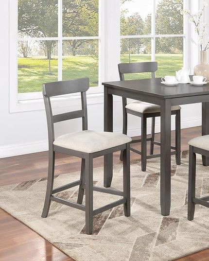 NicBex Kitchen Table Set for 4 Dining Table 5Pc Counter Height Dining Set Kitchen Wooden Top Table and Chairs Cushions Seats Ladder Back Chair Dining Room, Natural+Grey - LeafyLoom