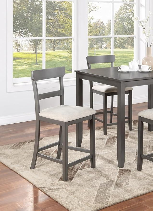 NicBex Kitchen Table Set for 4 Dining Table 5Pc Counter Height Dining Set Kitchen Wooden Top Table and Chairs Cushions Seats Ladder Back Chair Dining Room, Natural+Grey - LeafyLoom