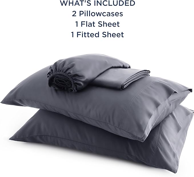 Bedsure King Size Sheet Set, Cooling Sheets King, Rayon Derived from Bamboo, Deep Pocket Up to 16", Breathable & Soft Bed Sheets, Hotel Luxury Silky Bedding Sheets & Pillowcases, Dark Grey - LeafyLoom