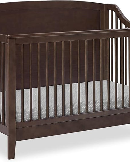 Delta Children Campbell 6-in-1 Convertible Crib - Greenguard Gold Certified, Walnut Espresso - LeafyLoom