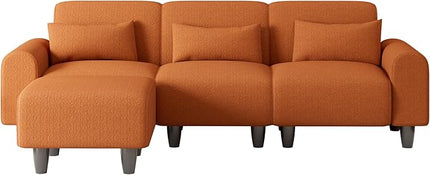 NicBex Sectional Couch Sofa with Lounge Chair Polyester Modern L Shaped Cloud Couch for Living Room Furniture Sets with Waist Pillows, Modular Sofa for Living Room, Bedroom, Apartment, 84.6"L, Orange - LeafyLoom