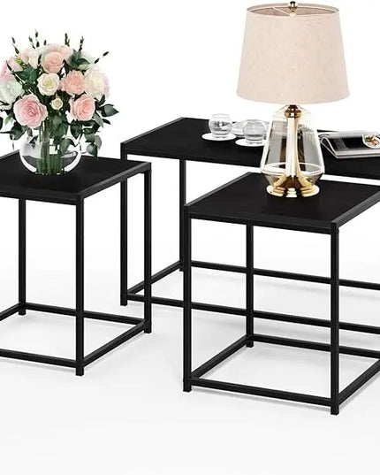 Furinno Camus Modern Living Room Coffee Table with 2 End Tables Set, French Oak Grey - LeafyLoom