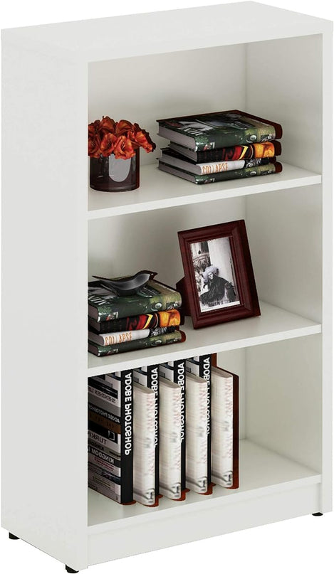 3 Shelf Wood Bookcase Freestanding Display Shelf Adjustable Layers Bookshelf for Home Office Library Small Narrow Space(White, 3-Layers,24.4W x 11.6D x 44.1H inch) - LeafyLoom