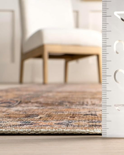 nuLOOM Gwyn Distressed Machine Washable Ultra Thin Area Rug, 5' x 8', Beige - LeafyLoom