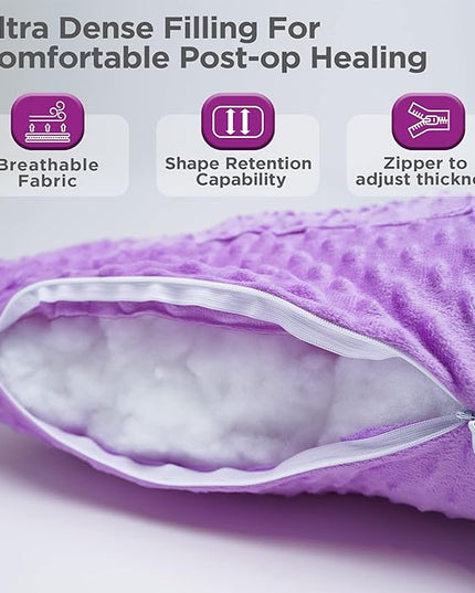 Zomaple Hysterectomy Pillow- Super Comfy Shock Absorbing Hysterectomy Recovery Pillow with 2 Pockets and Gel Pack- Tummy Pillow with Hands Placement Pouch - LeafyLoom