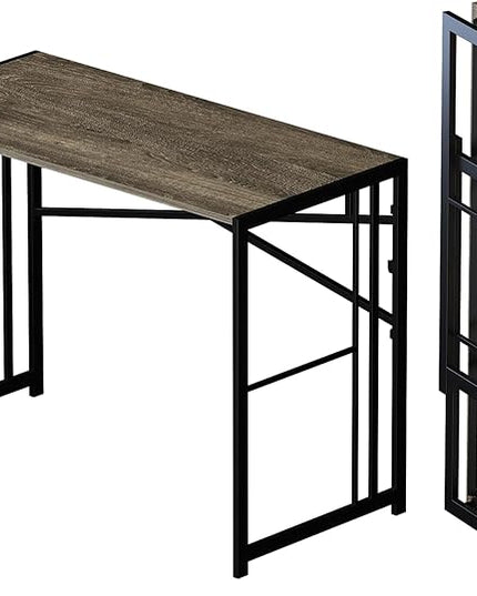 40 inch Folding Desk, Writing Gaming Computer Camping Desk, No Assembly Required Home Office Table, Black Oak - LeafyLoom