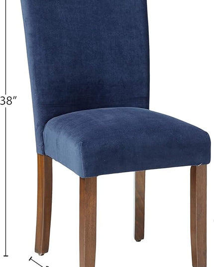 HomePop Parsons Classic Upholstered Accent Dining Chair, Set of 2, Navy Velvet - LeafyLoom
