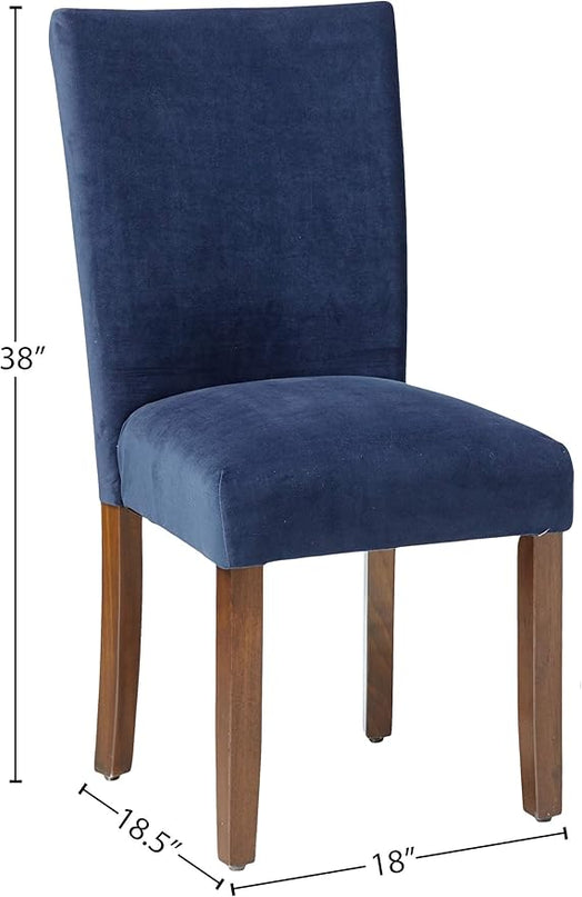 HomePop Parsons Classic Upholstered Accent Dining Chair, Set of 2, Navy Velvet - LeafyLoom