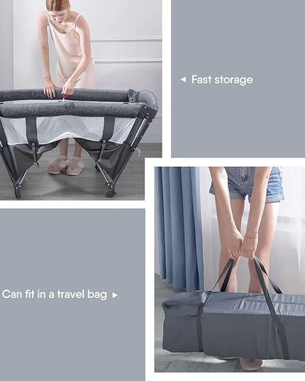 BabyBond Baby Bassinet Bedside Crib, Pack and Play with Sheet, Diaper Changing Table and Music Mobile from Newborn to Toddles, Portable Large Playard - LeafyLoom