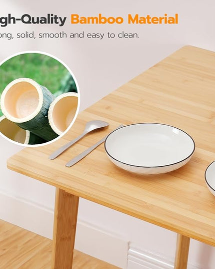 HOOBRO Bamboo Dining Table, Square Dining Table for 2, 27.6" Kitchen Table for Small Space, Writing Table, Easy to Assemble, for Dining Room, Living Room, Office, Kitchen, Apartment, Natural YL70CZ01 - LeafyLoom