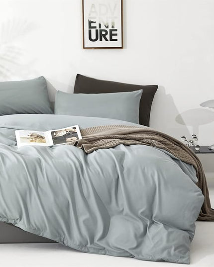 Dusty Blue Comforter Set Cal King Size Blue Comforter 3 Pieces Blue Color California King Comforter Bedding Set Women Solid Blue Cal King Bed Comforter Set - LeafyLoom