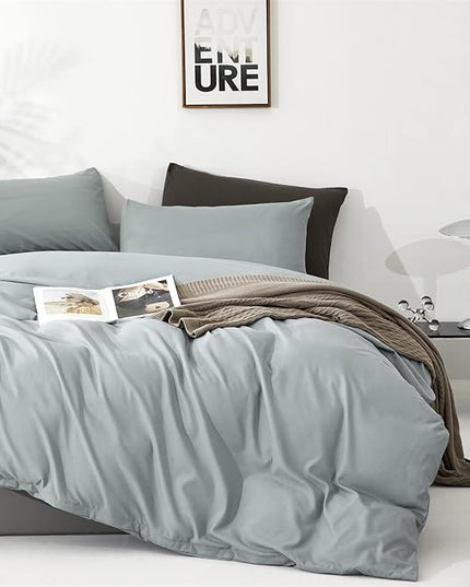 Dusty Blue Comforter Set Twin Size Solid Blue Comforter 3 Pieces Blue Color Twin Comforter Bedding Set Girls Pure Blue Twin Bed Comforter Set All Season as Gift - LeafyLoom