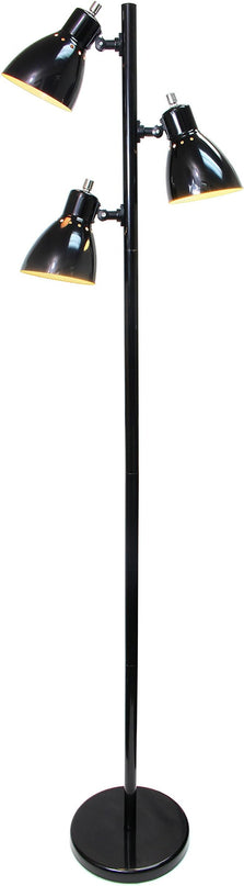 Simple Designs LF2007-BLK Metal 3 Light Tree Floor Lamp, Black - LeafyLoom