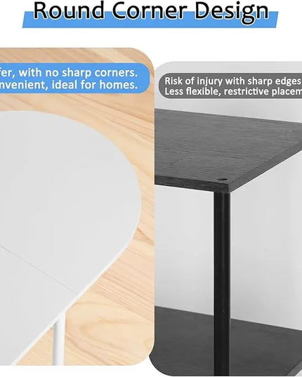 Small Oval Coffee Tables Modern Low Coffee Table for Small Space Mid Century Center Side Table with Open Shelving for Storage, Display, and Furniture Living Room & Home Office - LeafyLoom