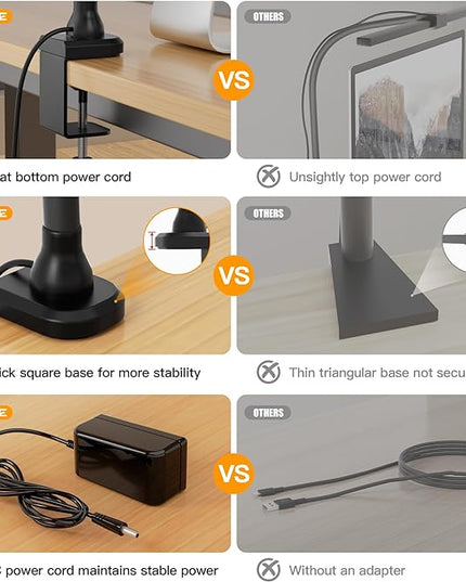 Desk Lamps for Home Office, Architect Desk Lamp with Clamp, LED Desktop Lamp Dimmable, Bright Office Lighting, 9W Modern Desk Lamp Led (Black) - LeafyLoom