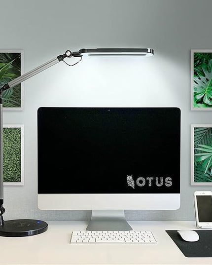 Led Desk Lamp | Architect Desk Lamps for Home Office | Desk Light Swing Arm with Wireless Charger, Adjustable Color temp & Brightness | Tall Table Lamp for Work, Reading, Study, Computer Monitor - LeafyLoom