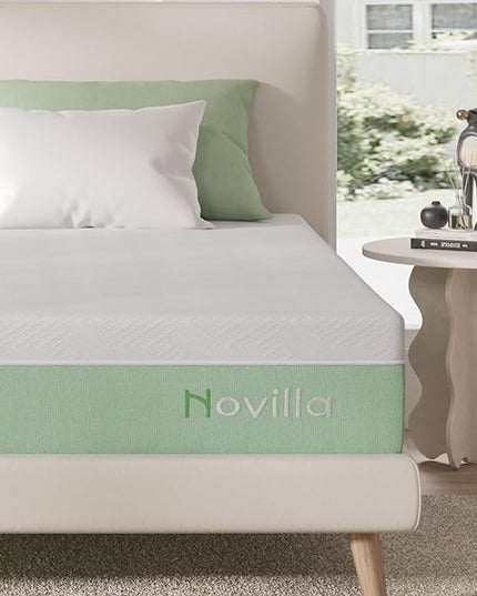 Novilla Twin XL Mattress,10 Inch Gel Memory Foam Mattress for Suppotive &Pressure Relieving, Medium Firm Feel Mattress in a Box,Bliss - LeafyLoom