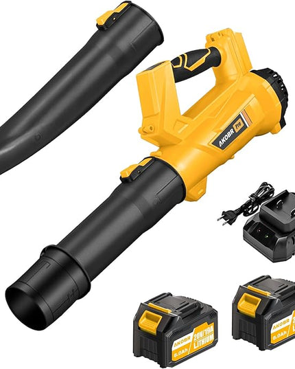 Cordless Leaf Blower - 540CFM Brushless Electric Leaf Blower Cordless with 2 * 6.0Ah Batteries and Charger -6 Speed Mode -20V Battery Powered Leaf Blowers for Lawn Care, Patio, Blowing Leaves - LeafyLoom