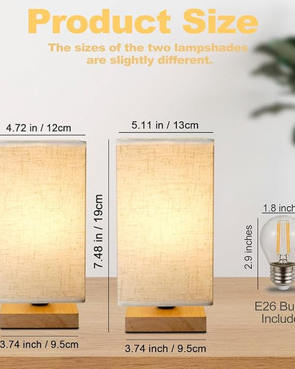 Table Lamp for Bedroom - Small Beside Touch Lamps for Night Stands Home Office - Minimalist Design Warm Light Boho Lamp - Fits in Kids,Living,Nursey Room,College Dorm - Awesome Gift Choice - Set of 2 - LeafyLoom