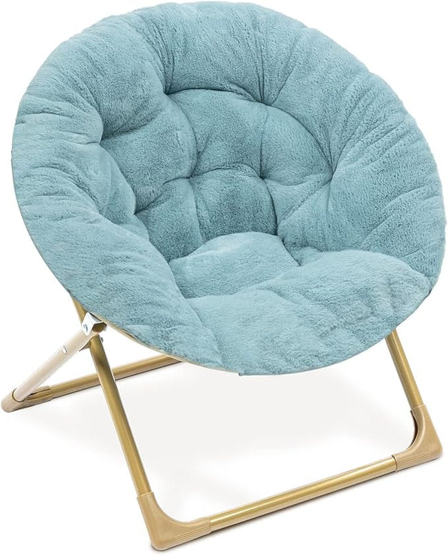 Milliard Mini Cozy Chair for Kids, Sensory Faux Fur Folding Saucer Chair for Toddlers, Blue - LeafyLoom