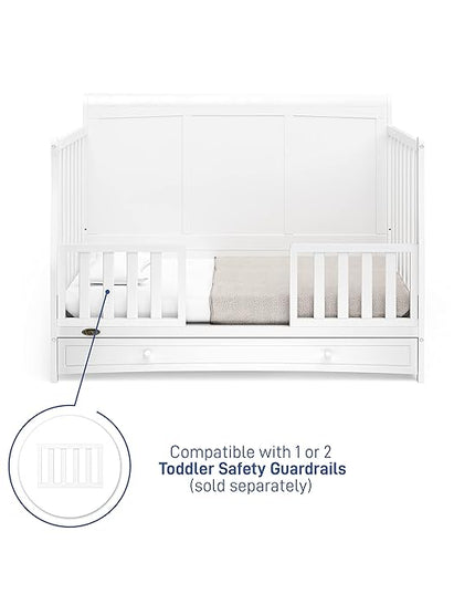 Graco Asheville 4-in-1 Convertible Crib with Drawer (White) – GREENGUARD Gold Certified, Crib with Drawer Combo, Full-Size Nursery Storage Drawer, Converts to Toddler Bed, Daybed and Full-Size Bed - LeafyLoom