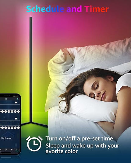 MODERN LED Corner RGB Floor Lamp,Updated Bigger Size, Smart App Control,40W LED Color Changing Floor Lamp with Remote, RGB Floor Lamp for Bedroom,Living Room… - LeafyLoom
