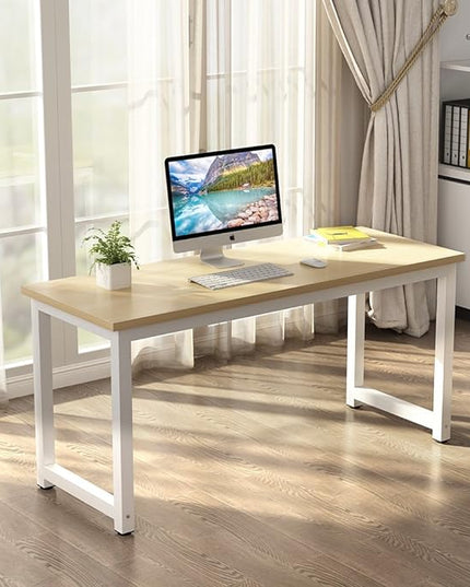 Tribesigns Computer Desk, 63 inch Large Office Desk Computer Table Study Writing Desk Workstation for Home Office, Walnut - LeafyLoom