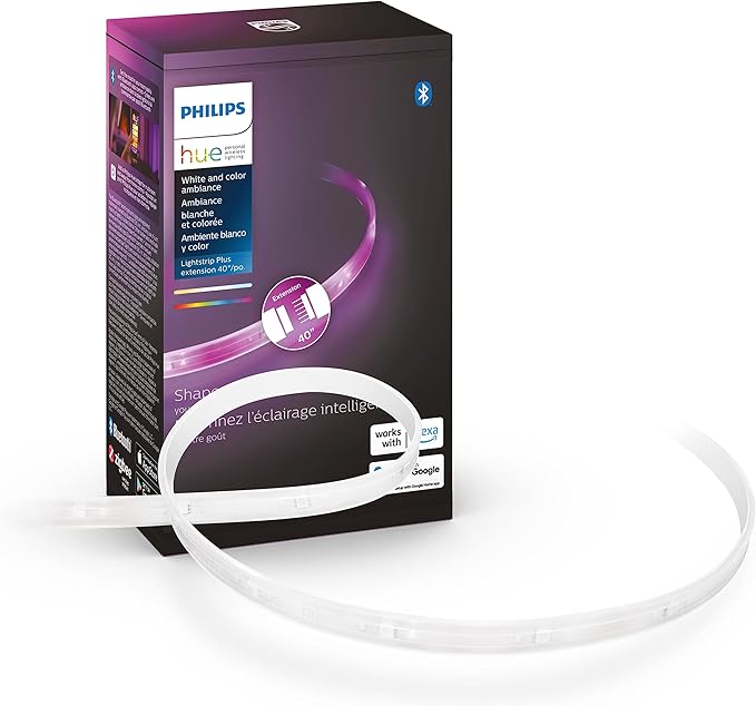 Philips Hue Indoor 3-Foot Smart LED Light Strip Plus Extension - Color-Changing Single-Color Effect - Requires Base Kit - Control with Hue App - Works with Alexa, Google Assistant and Apple HomeKit PhilipsHue
