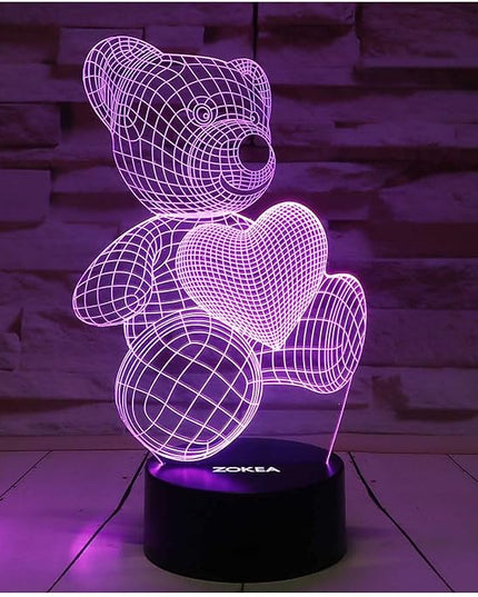 Night Light 3D lamp 7 Colors Changing Nightlight with Smart Touch & Remote Control 3D Night Light for Kids or as Gifts for Women Kids Girls Boys (Teddy Bear) - LeafyLoom